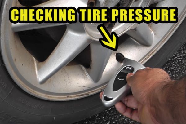 checking tire pressure