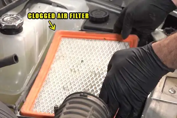 clogged air filter in the car