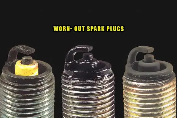 worn-out spark plugs of car