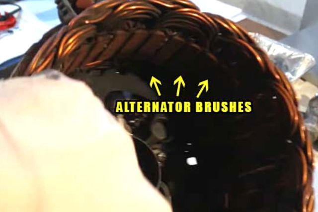 alternator brushes assembly in the car